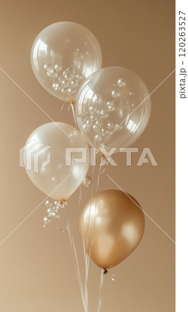 Cherrita07 s New Year inspired Balloons on Solid Warm Beige Background 120263527