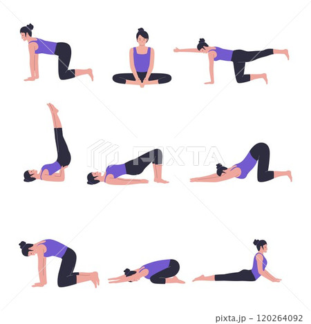 Vector set of kegel exercise for women Vector set of kegel exercise for women 120264092