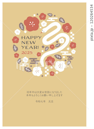 2025年　巳年の年賀状　テンプレート 120264534