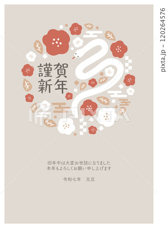 2025年　巳年の年賀状　テンプレート 120264576