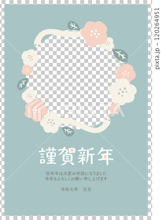 2025 Year of the Snake New Year's card template 120264951