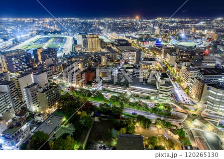【夜景100選】川崎市、川崎市役所スカイデッキからの夜景（川崎競馬場方面） 120265130