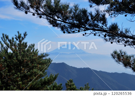 【山の風景】山梨県・昇仙峡・羅漢寺山から望む富士山 120265536