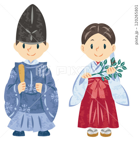 神道　神社　巫女　神主　イラスト 120265801
