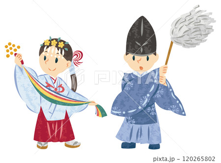 神道 神社 巫女 神主 イラスト 神道 神社 巫女 神主 イラスト 120265802