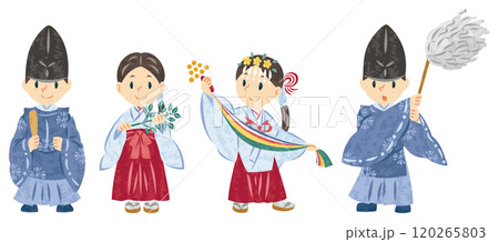 神道　神社　巫女　神主　イラストセット 120265803
