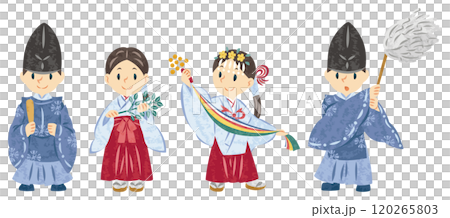 神道　神社　巫女　神主　イラストセット 120265803