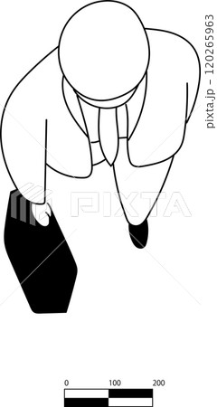 歩くサラリーマンの平面図イラスト 歩くサラリーマンの平面図イラスト 120265963