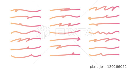 ペンで描いたピンク色のアンダーライン、蛍光ペン、マーカーセットイラスト_2 ペンで描いたピンク色のアンダーライン、蛍光ペン、マーカーセットイラスト_2 120266022