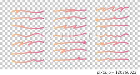ペンで描いたピンク色のアンダーライン、蛍光ペン、マーカーセットイラスト_2 ペンで描いたピンク色のアンダーライン、蛍光ペン、マーカーセットイラスト_2 120266022