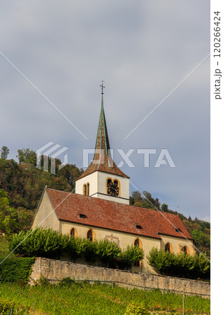Church in Ligerz, canton of Bern, Switzerland Church in Ligerz, canton of Bern, Switzerland 120266424