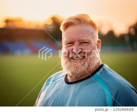 Timeless Determination: A Sunset Portrait of Athletic Wisdom and Strength 120266689