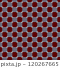 あずき色と灰色のシンプルな市松と小さな風車のシームレス背景柄 120267665