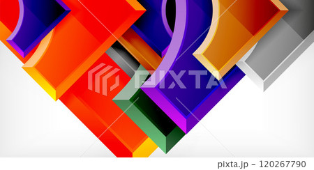 Square, arrow shapes with round elements Vector Illustration For Wallpaper, Banner, Background, Card, Book Illustration, landing page 120267790