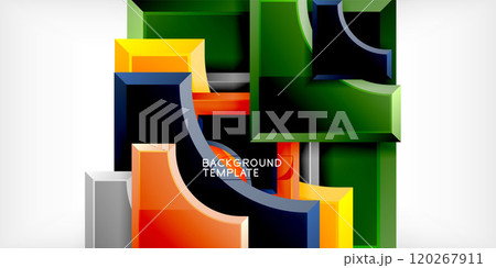 Square, arrow shapes with round elements Vector Illustration For Wallpaper, Banner, Background, Card, Book Illustration, landing page 120267911