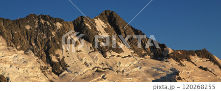 Peak of Mt Sefton and glacier, New Zealand. Peak of Mt Sefton and glacier, New Zealand. 120268255