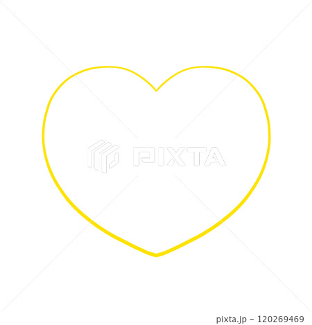 手描きのハート - パワフルイエロー（鮮やかな黄色） 120269469