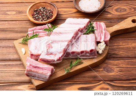 Raw Pork ribs photography . Top view 120269611