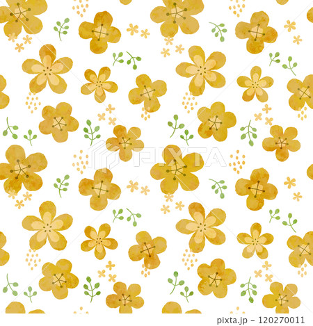 北欧風の花柄・シームレスパターン(オレンジ) 120270011