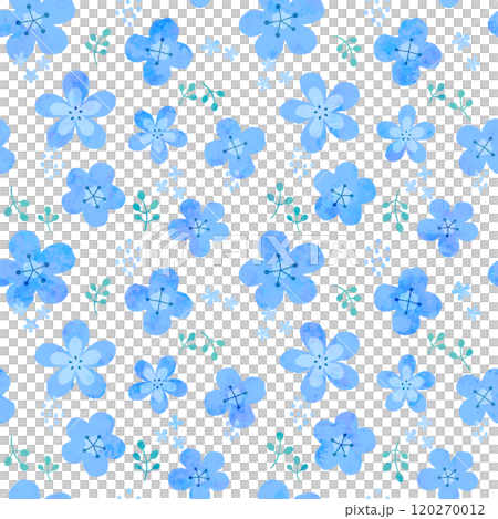 北欧風の花柄・シームレスパターン(水色) 北欧風の花柄・シームレスパターン(水色) 120270012