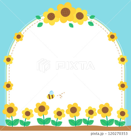 blue sunflower floral frame 1 120270353