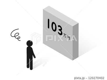 103万円の年収の壁に困る人のアイソメトリックイラスト 120270402