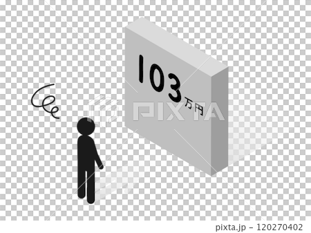 103万円の年収の壁に困る人のアイソメトリックイラスト 120270402