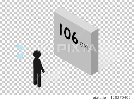 106万円の年収の壁に困る人のアイソメトリックイラスト 120270403