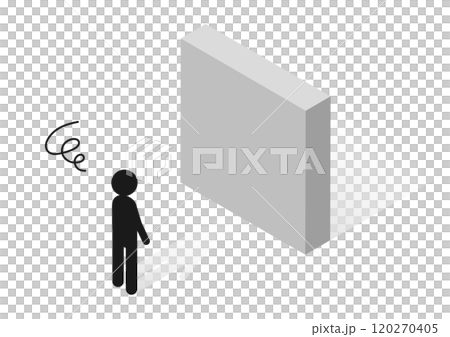 壁を前に困る人のアイソメトリックイラスト 壁を前に困る人のアイソメトリックイラスト 120270405