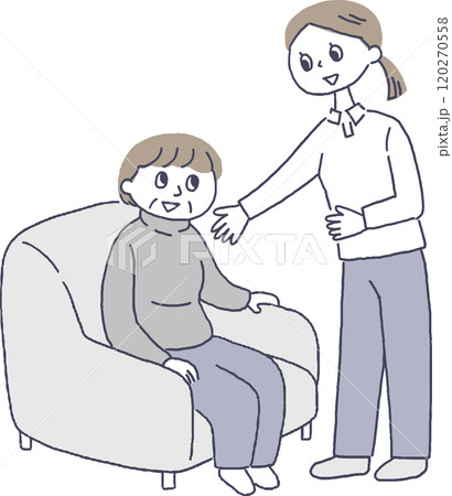 シニア女性の介助をする女性 シニア女性の介助をする女性 120270558