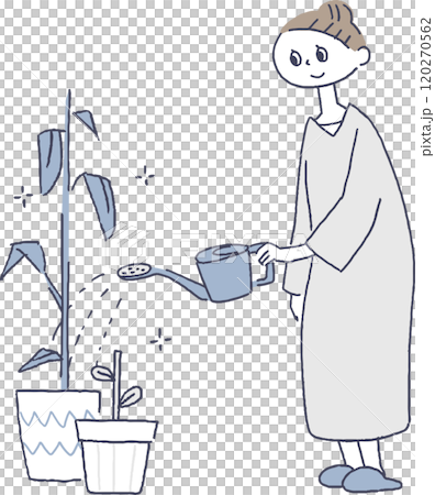 灑在植物的婦女水 120270562