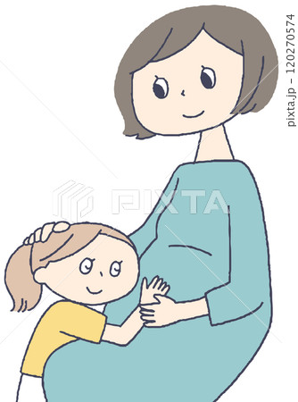 妊婦のお母さんと女の子 120270574