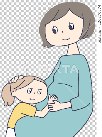 Pregnant woman mother and girl 120270574