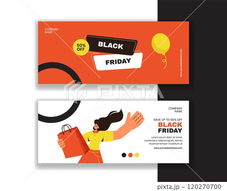 Special Black Friday Offers Horizontal Banner Design in Flat Cartoon Style Special Black Friday Offers Horizontal Banner Design in Flat Cartoon Style 120270700