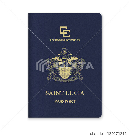 Saint Lucia Passport Cover with Gold Emblem and Text 120271212