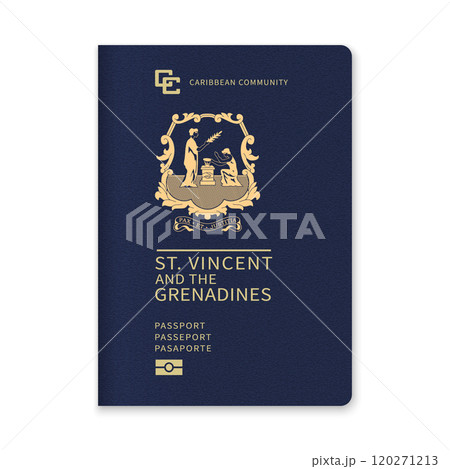 Saint Vincent and the Grenadines Passport Cover with Gold Emblem and Text 120271213