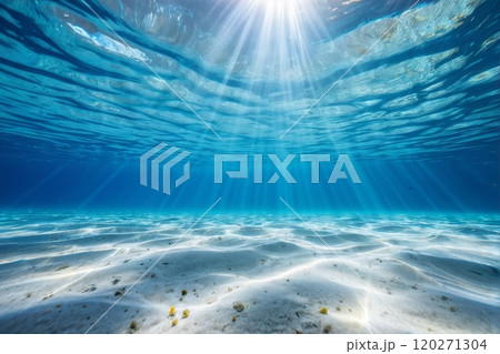 Sunlight Beaming Through Clear Ocean Water Sunlight Beaming Through Clear Ocean Water 120271304
