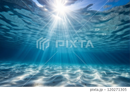 Sunlight Beaming Through Clear Ocean Water Sunlight Beaming Through Clear Ocean Water 120271305