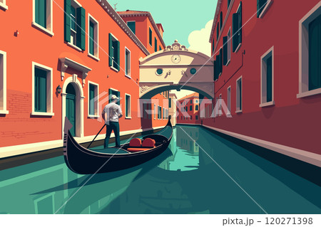 Gondola Ride Through Venice Canal Under Historic Bridge Gondola Ride Through Venice Canal Under Historic Bridge 120271398