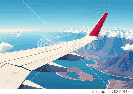 Aerial View of Coastal Mountains From Airplane Window Aerial View of Coastal Mountains From Airplane Window 120271428