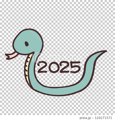 Cute snake and 2025 stamp style Cute snake and 2025 stamp style 120271571