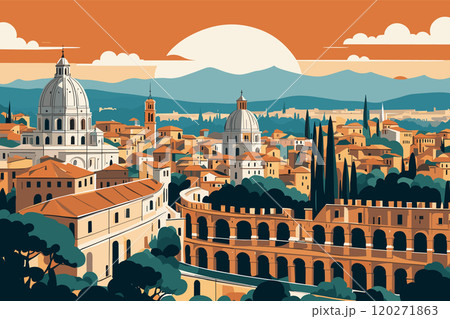 Digital illustration of Rome cityscape Digital illustration of Rome cityscape 120271863