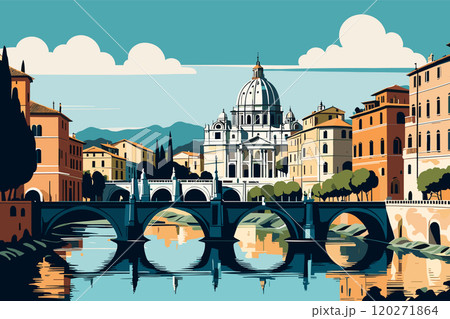 Digital illustration of Rome cityscape 120271864