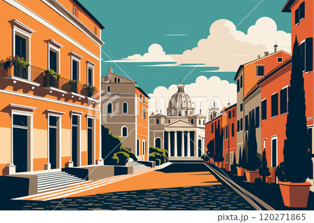 Digital illustration of Rome cityscape Digital illustration of Rome cityscape 120271865