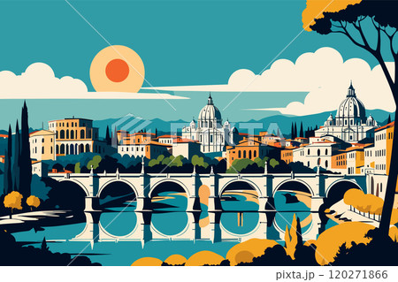 Digital illustration of Rome cityscape Digital illustration of Rome cityscape 120271866