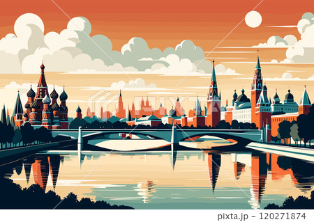 Digital illustration of Moscow cityscape Digital illustration of Moscow cityscape 120271874