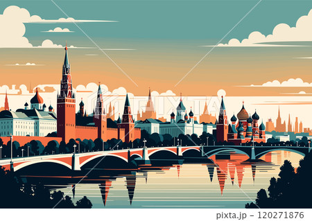 Digital illustration of Moscow cityscape Digital illustration of Moscow cityscape 120271876