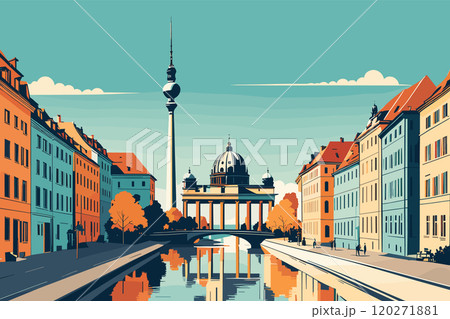 Digital illustration of Berlin cityscape Digital illustration of Berlin cityscape 120271881