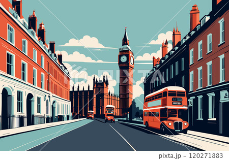 Digital illustration of London cityscape Digital illustration of London cityscape 120271883