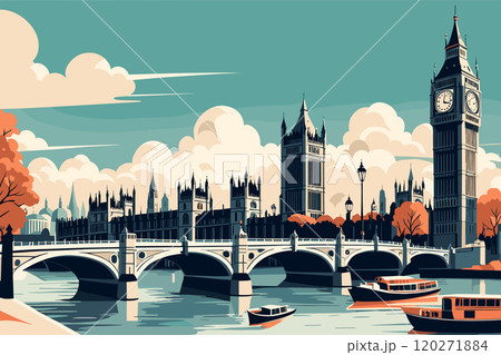 Digital illustration of London cityscape 120271884